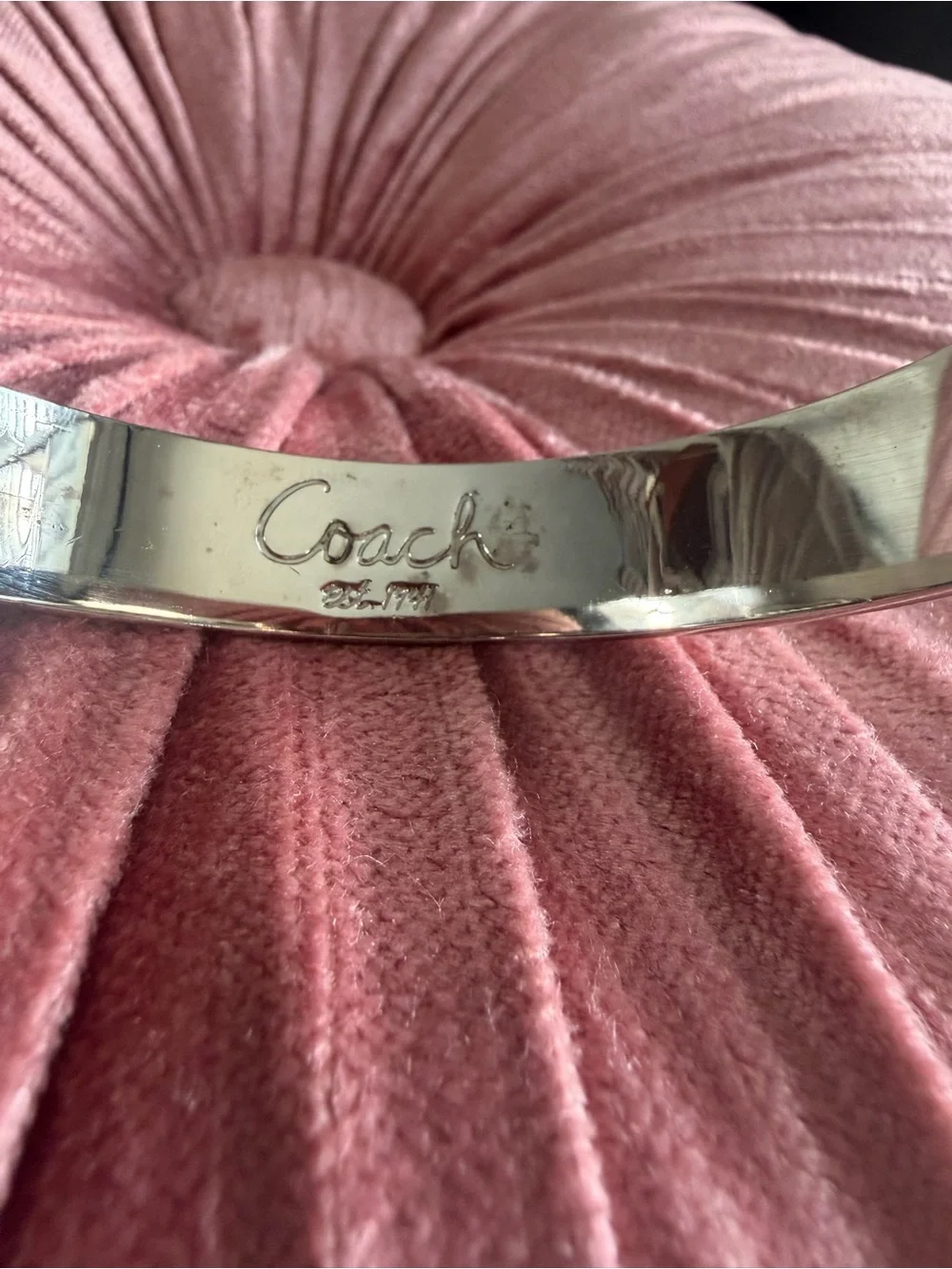 Coach Silver-Tone Engraved Bangle Bracelet - Women's Jewelry